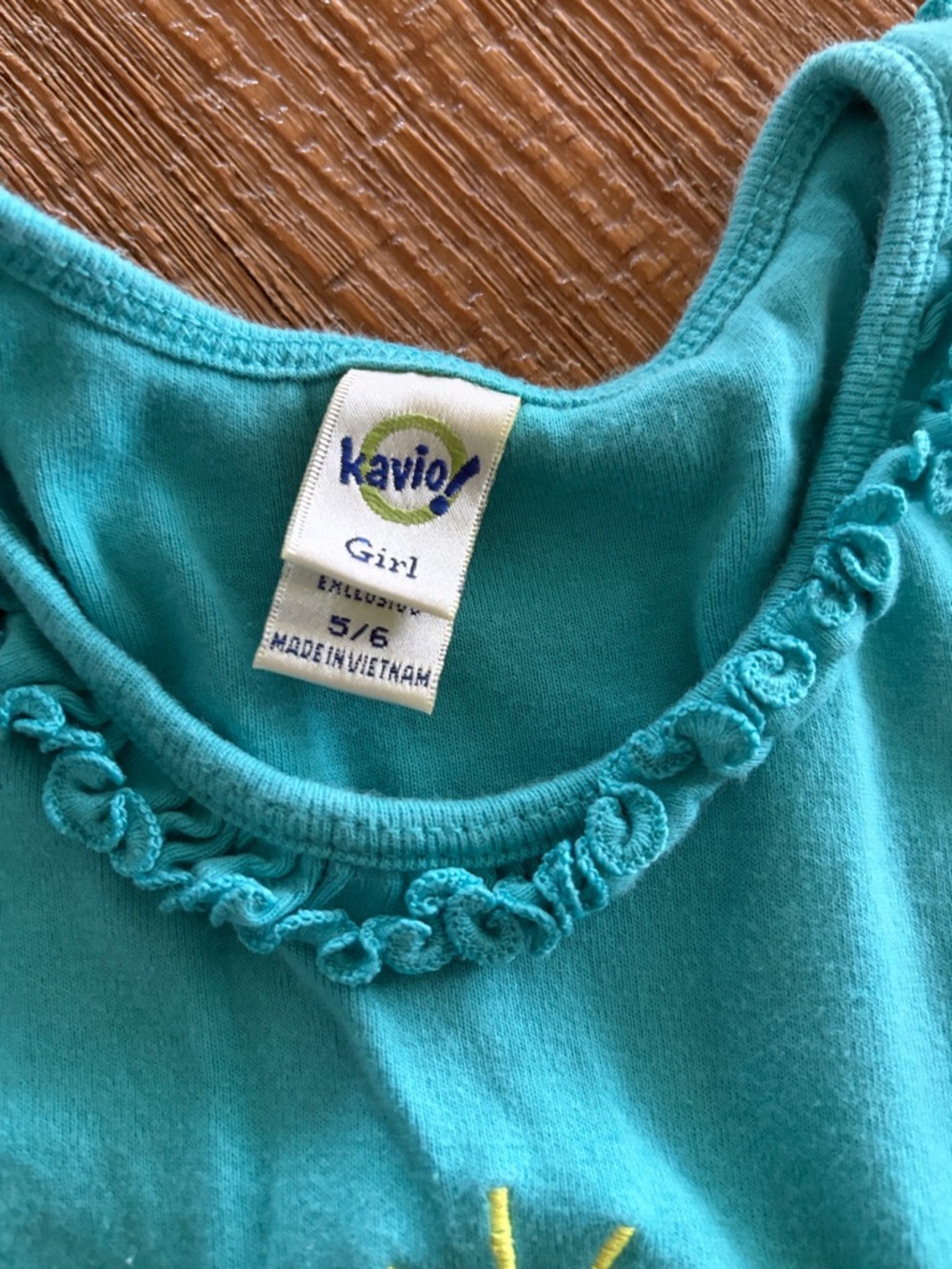 Kavio Turquoise Ruffle Hem Embroidered Girls Dress - Picture 4 of 6